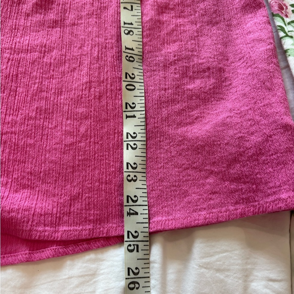 LUCKY BRAND Size Medium Pink Cotton Gauze Flutter Sleeve V-Neck Blouse Top Sz M - Picture 8 of 9